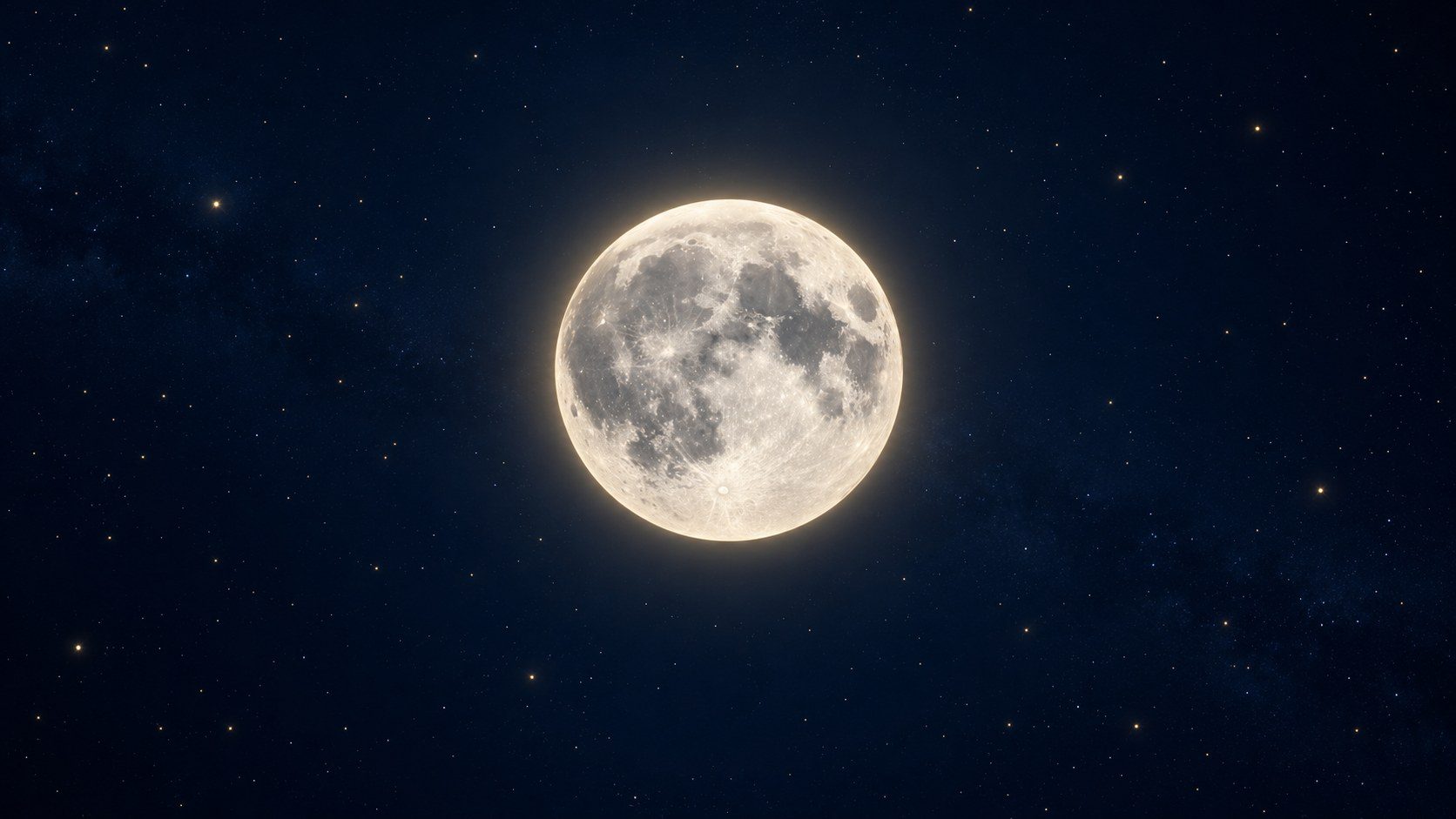 Lua cheia sobre um céu azul-escuro estrelado